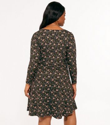 Black floral deals swing dress