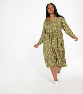 new look green spot dress