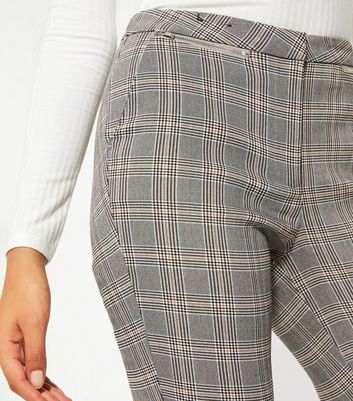 Tall Light Grey Check Zip Skinny 