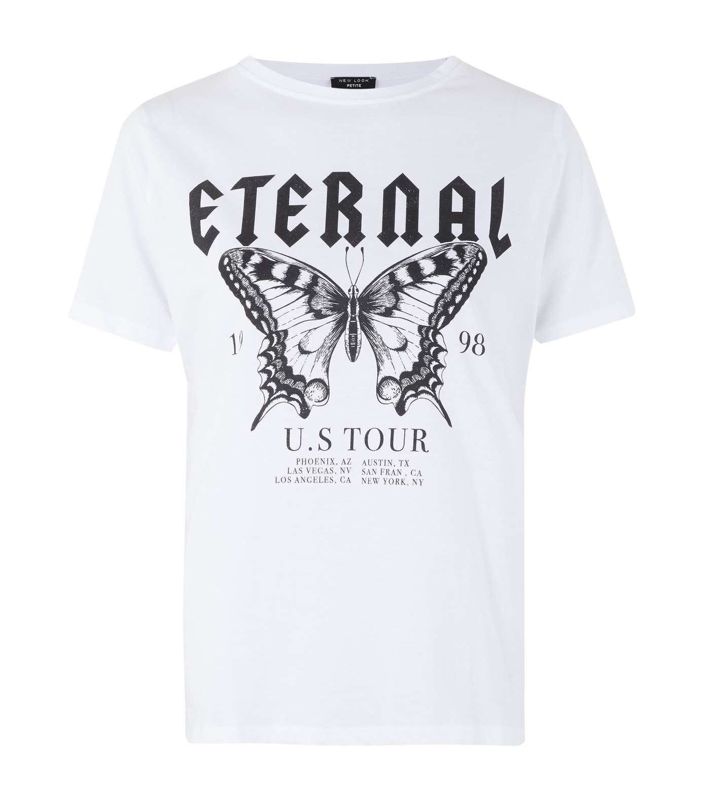 Petite White Eternal Butterfly Slogan T-Shirt