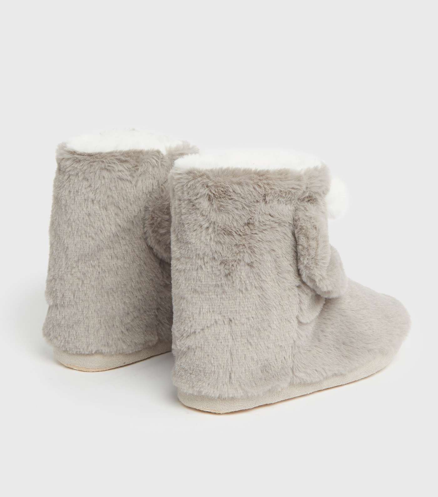 Grey Faux Fur Koala Boot Slippers Image 4