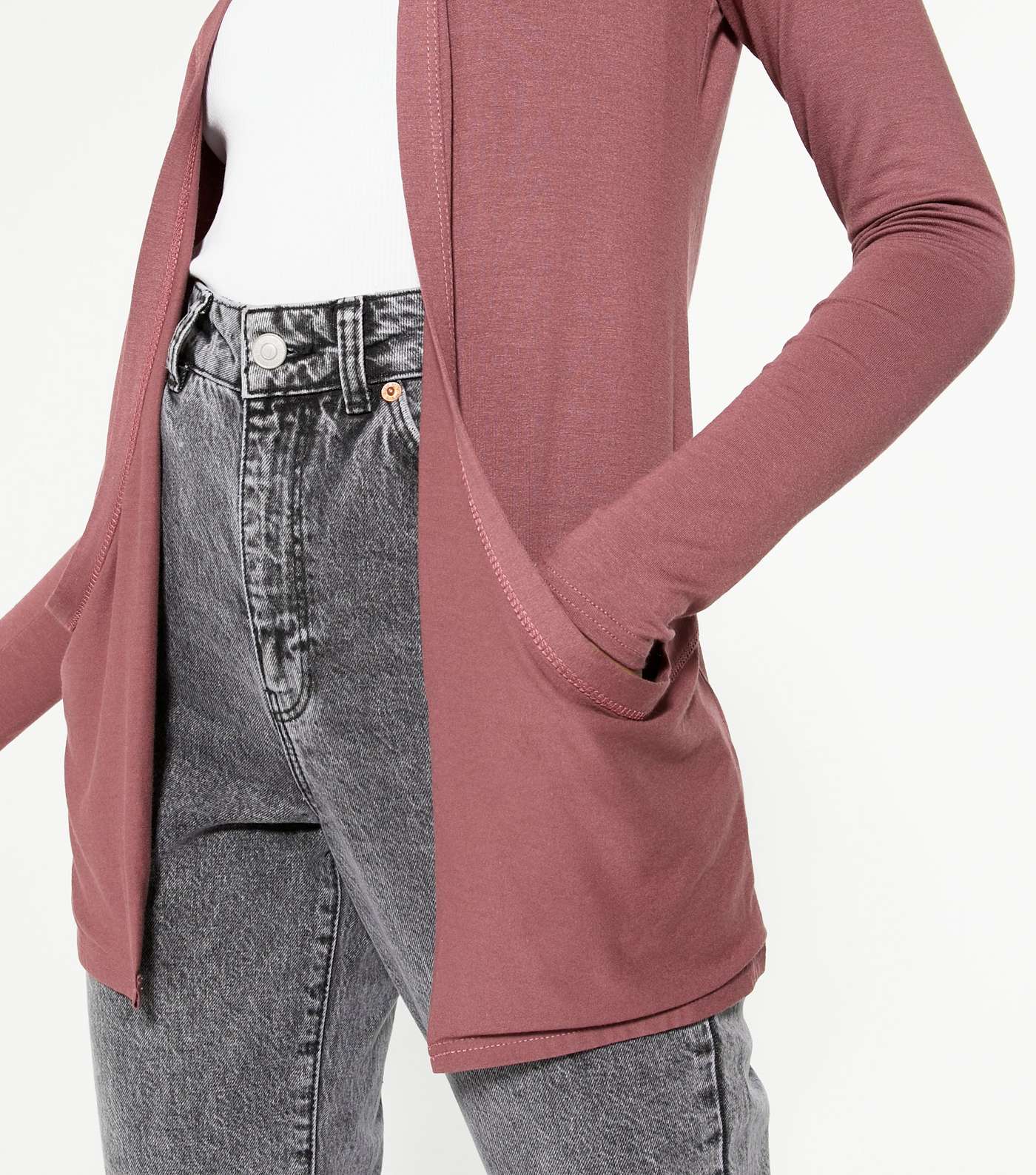 Mid Pink Pocket Side Long Cardigan  Image 4