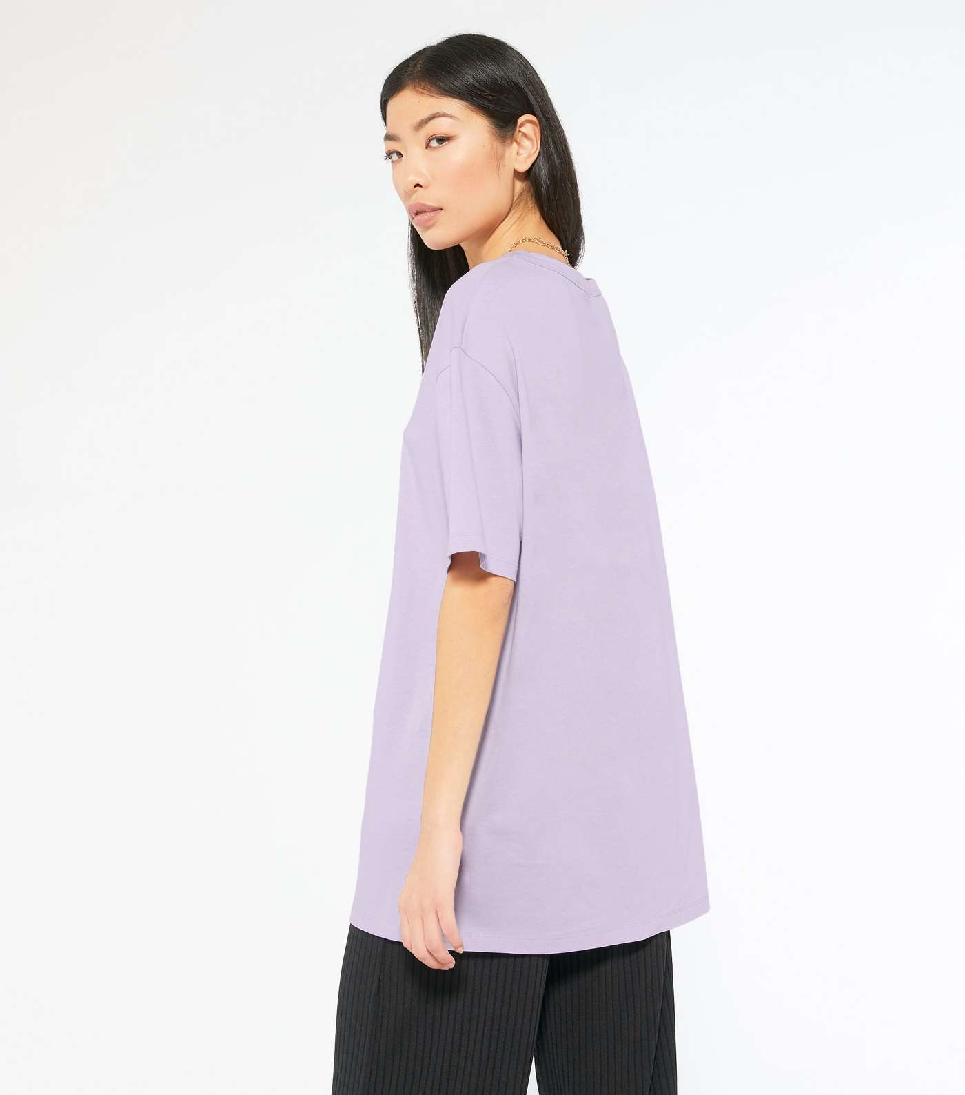 Light Purple Oversized Cotton T-Shirt  Image 3