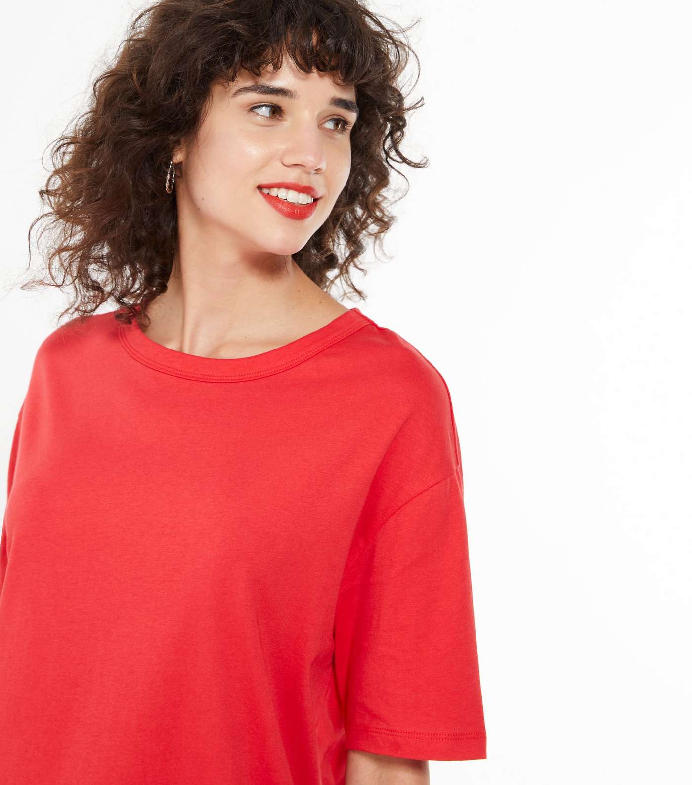 Red Oversized Cotton T-Shirt  Image 4