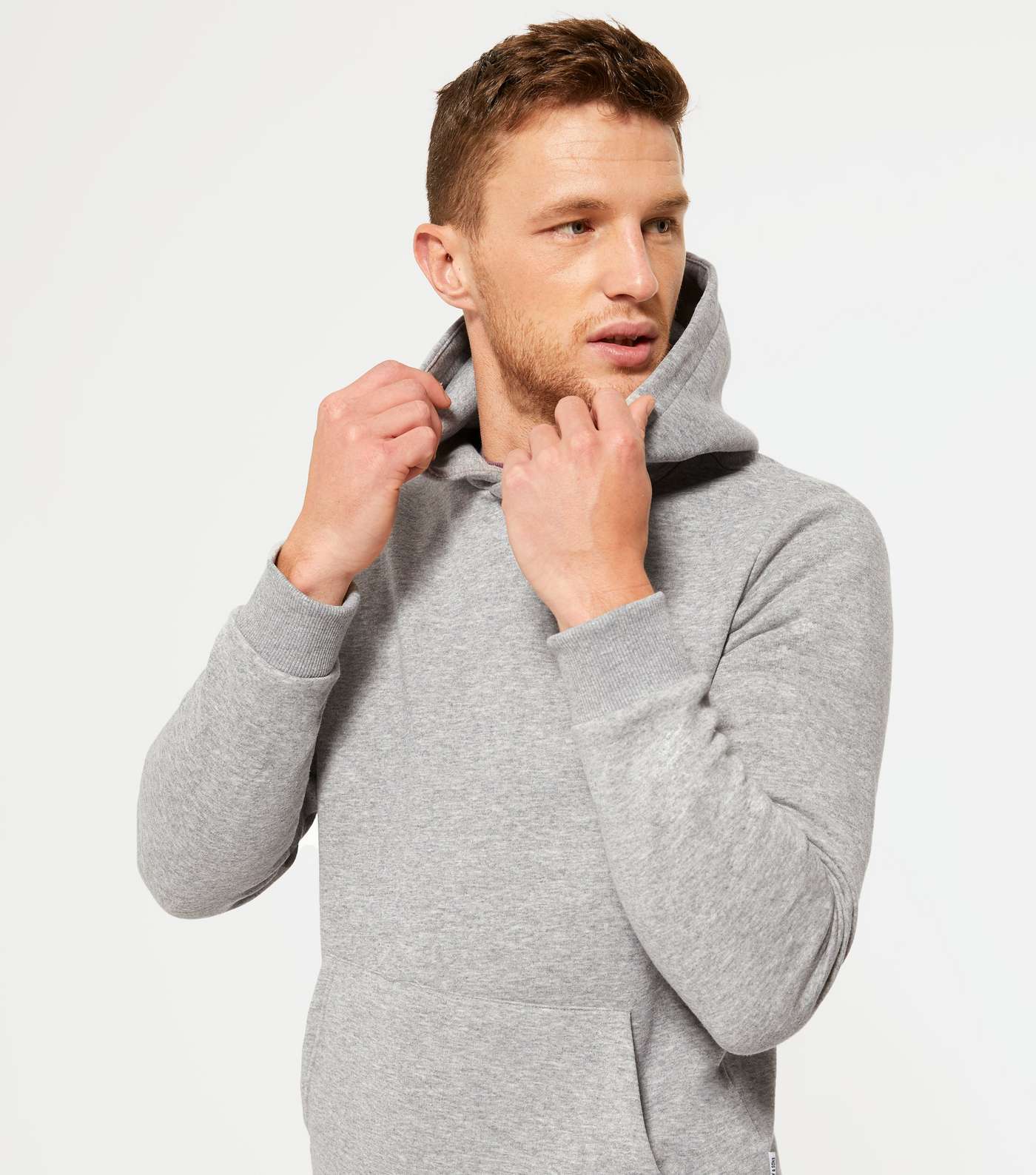 Only & Sons Grey Jersey Pocket Hoodie Image 3