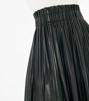 leather pleated skirt new look