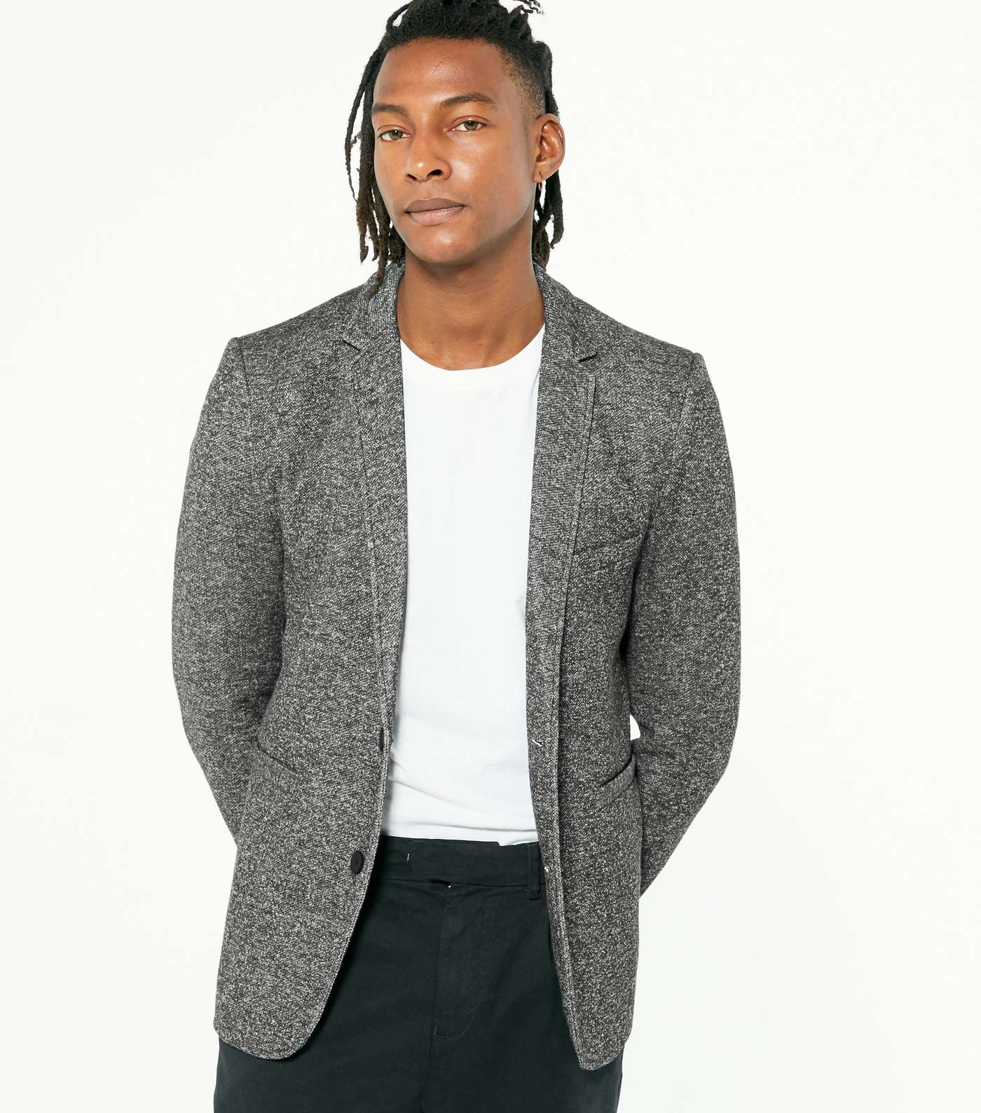 Only & Sons Dark Grey Tweed Button Blazer Image 2