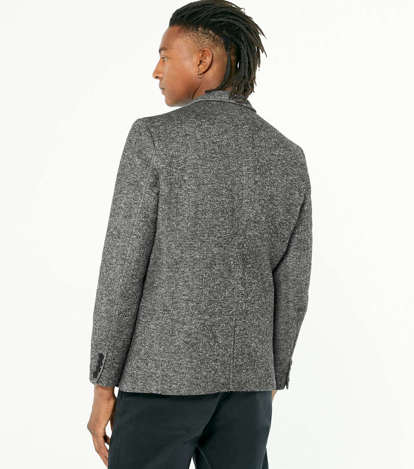 Only & Sons Dark Grey Tweed Button Blazer Image 4