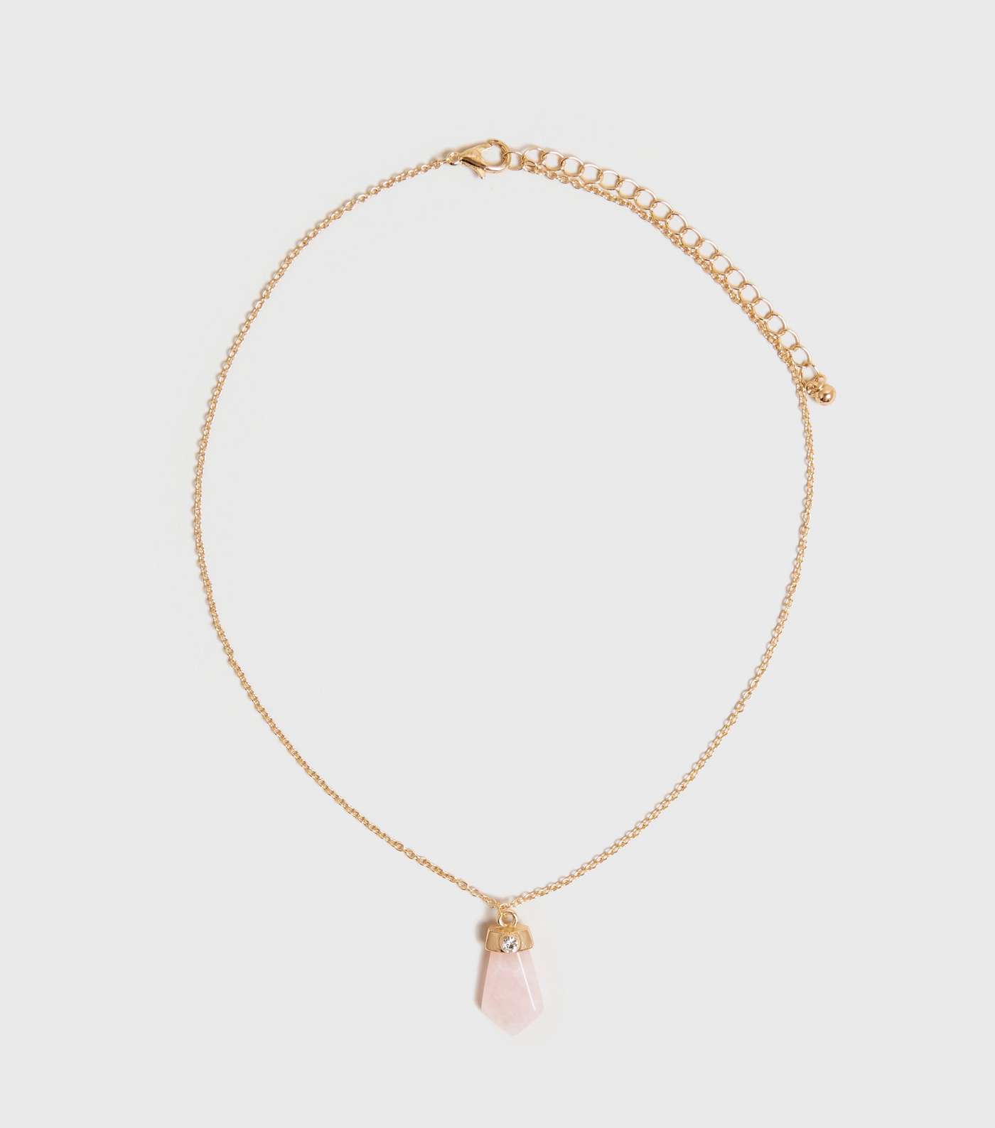 Pink Faux Semi Precious Rose Quartz Pendant Necklace Image 2