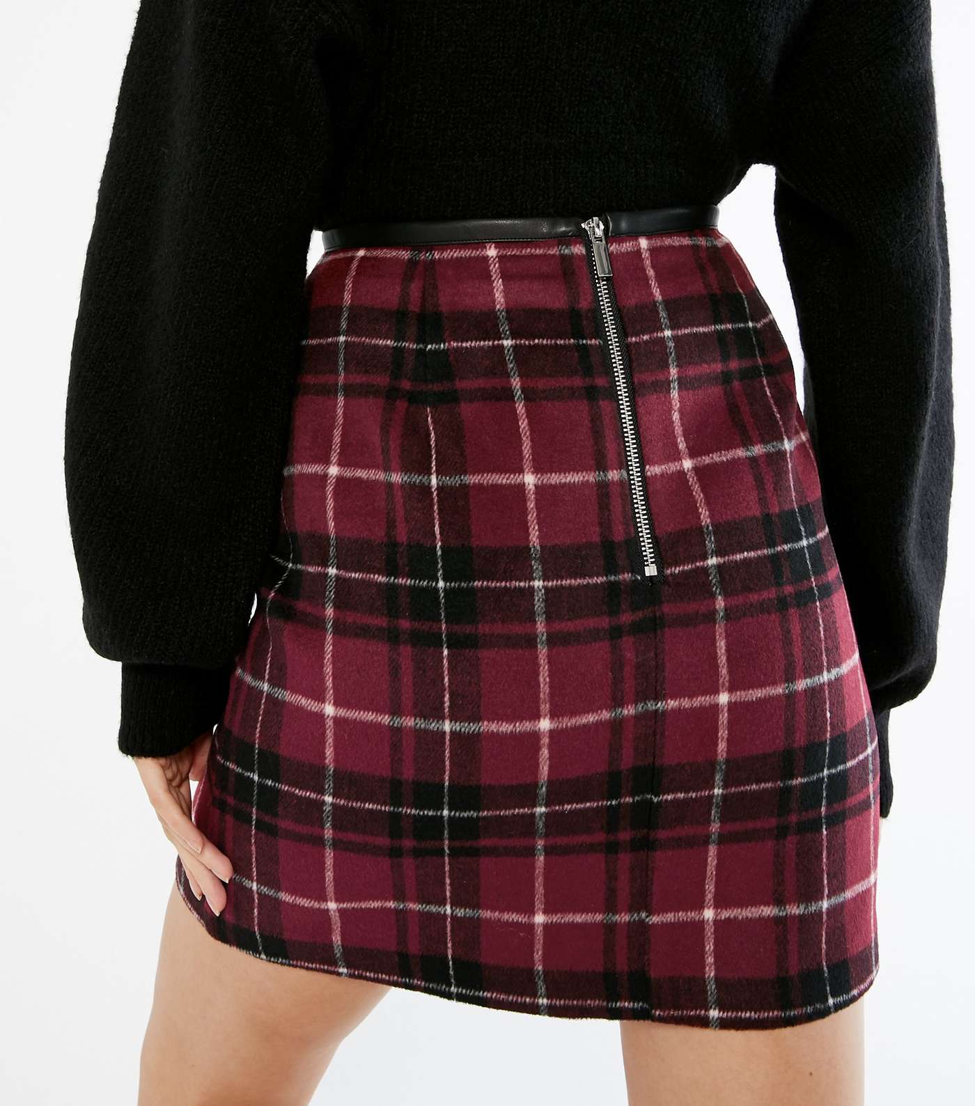 Red Check Brushed Mini Skirt  Image 4