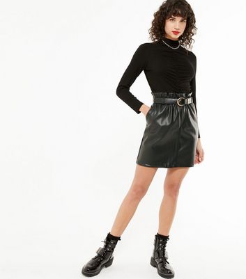 High waisted leather skirt new look hotsell