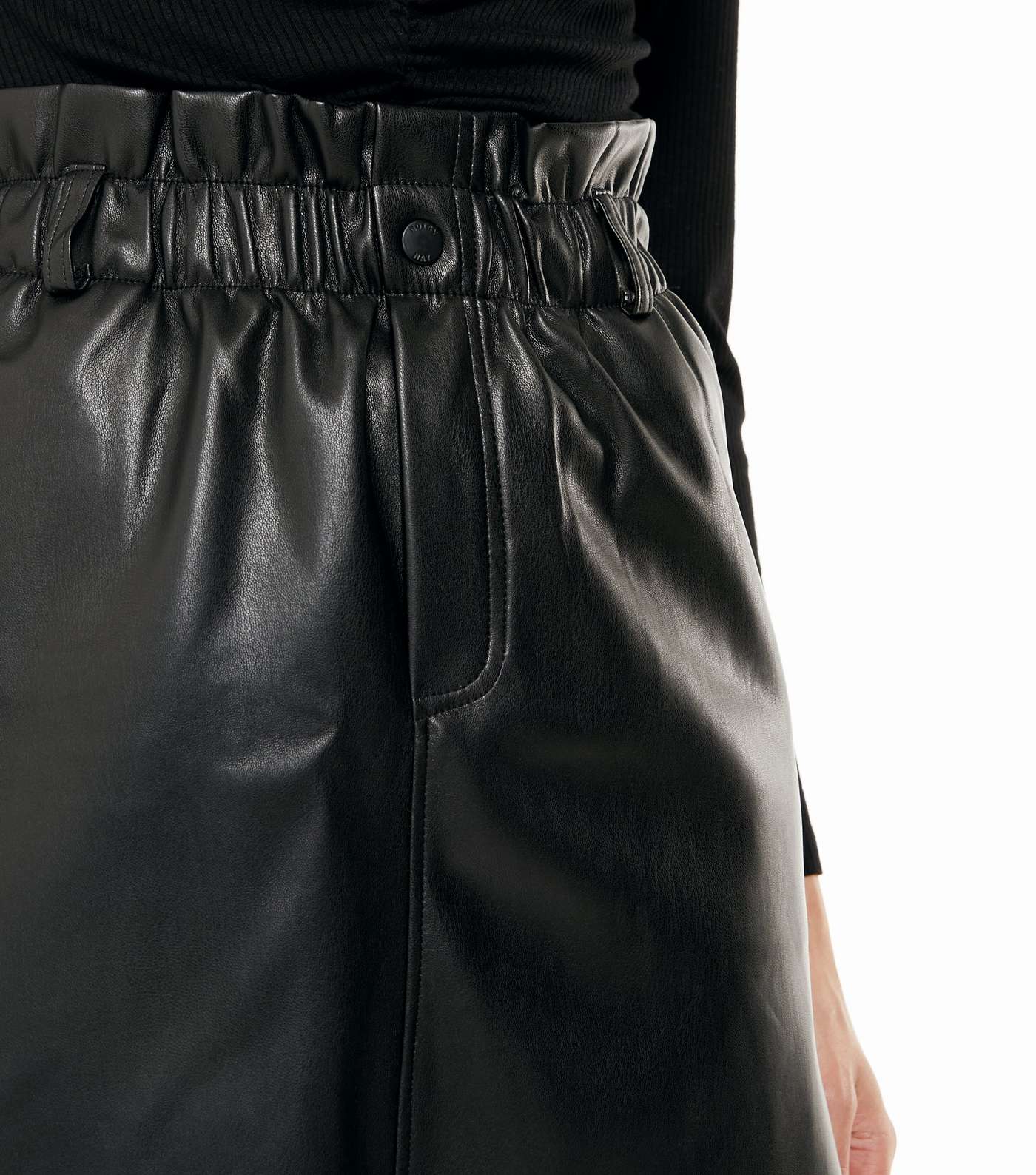 Noisy May Black Leather-Look High Waist Skirt Image 4