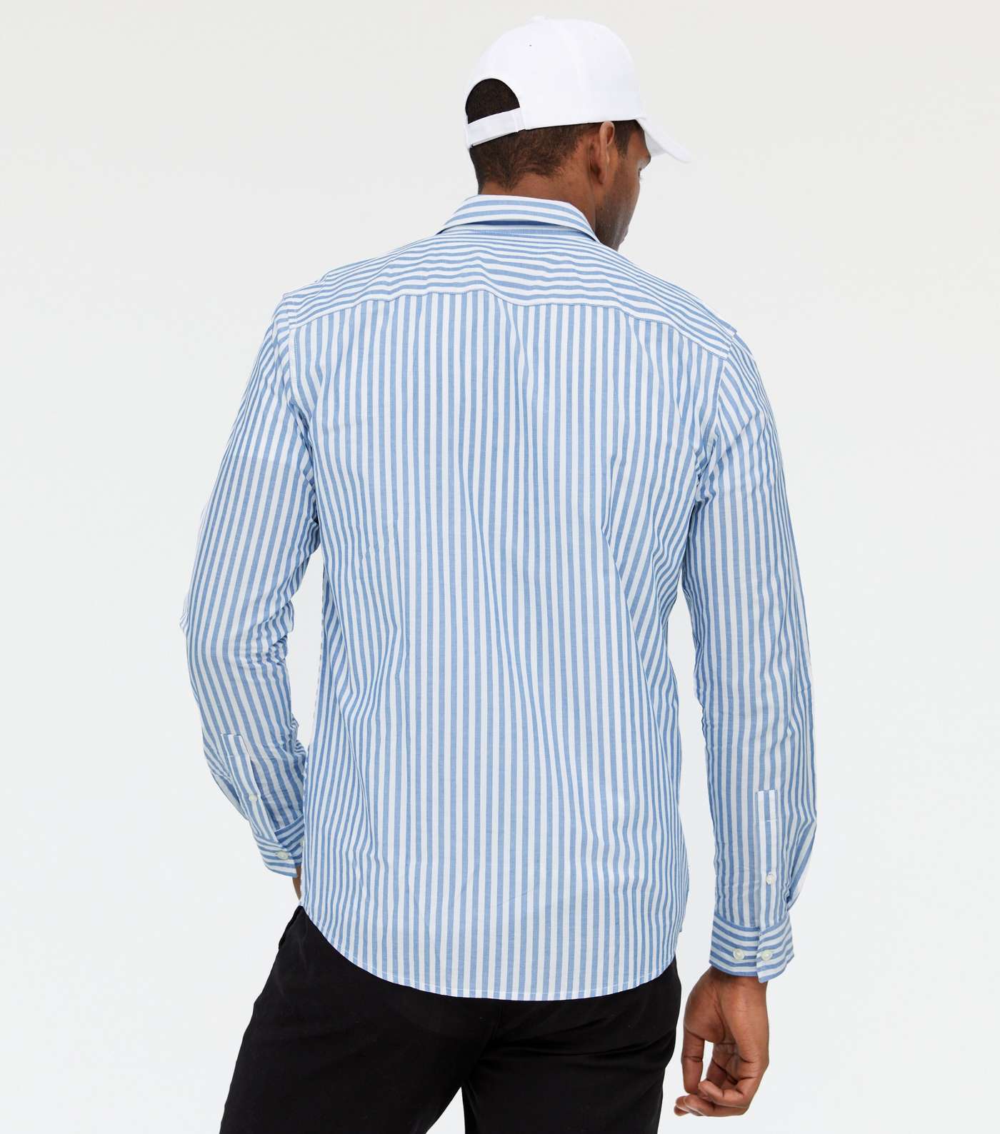 Only & Sons Pale Blue Stripe Long Sleeve Shirt Image 4