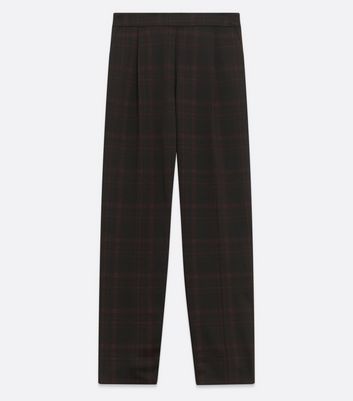 Image of Black Check Pull On Trousers New Look