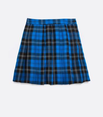 Image of Blue Check Pleated Mini Skirt New Look