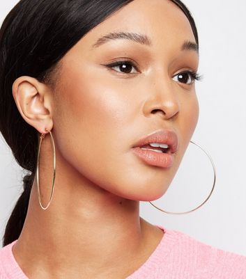 Gold Skinny Oversized Hoop Earrings New Look