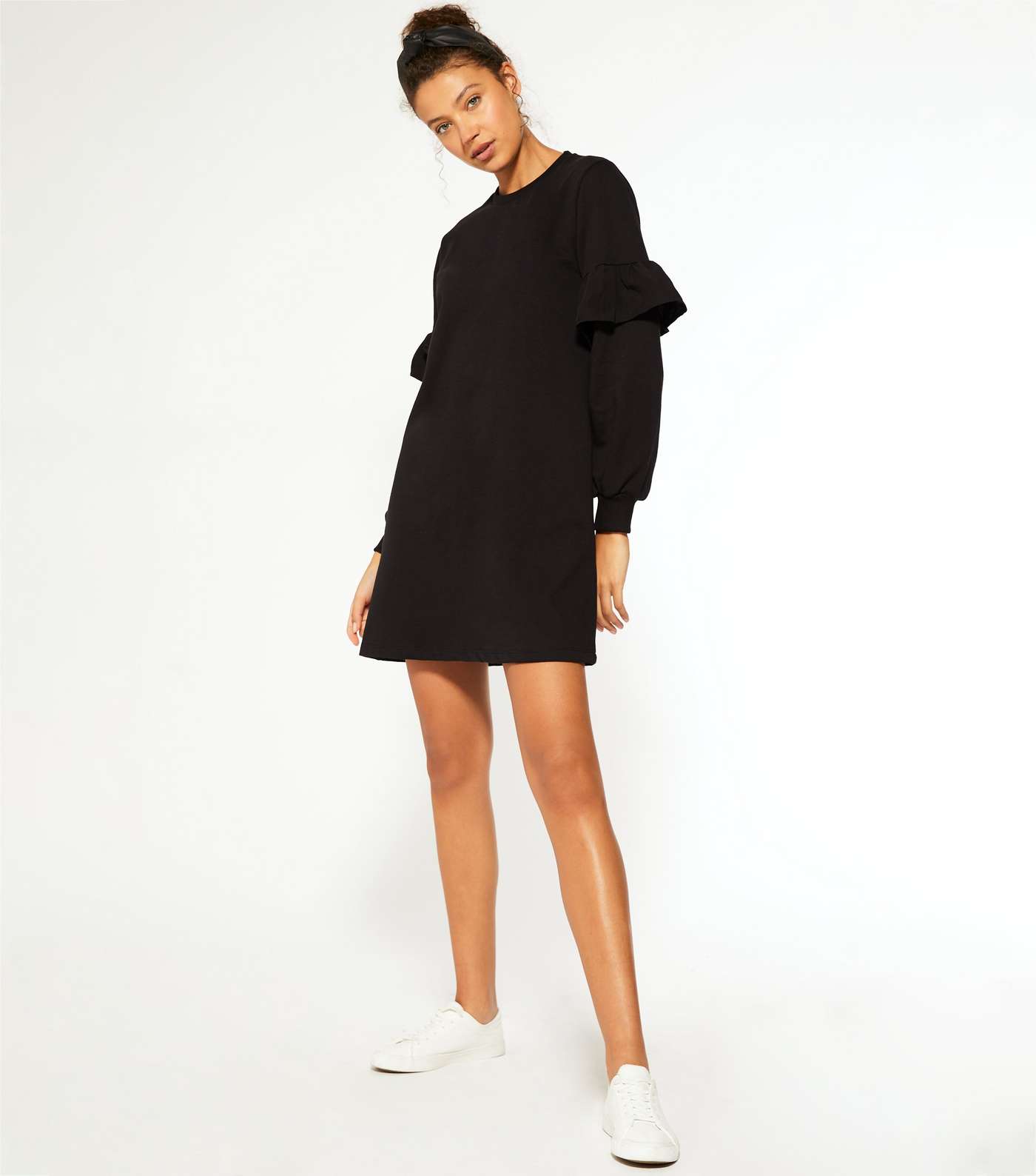 Tall Black Frill Trim Sweatshirt Dress