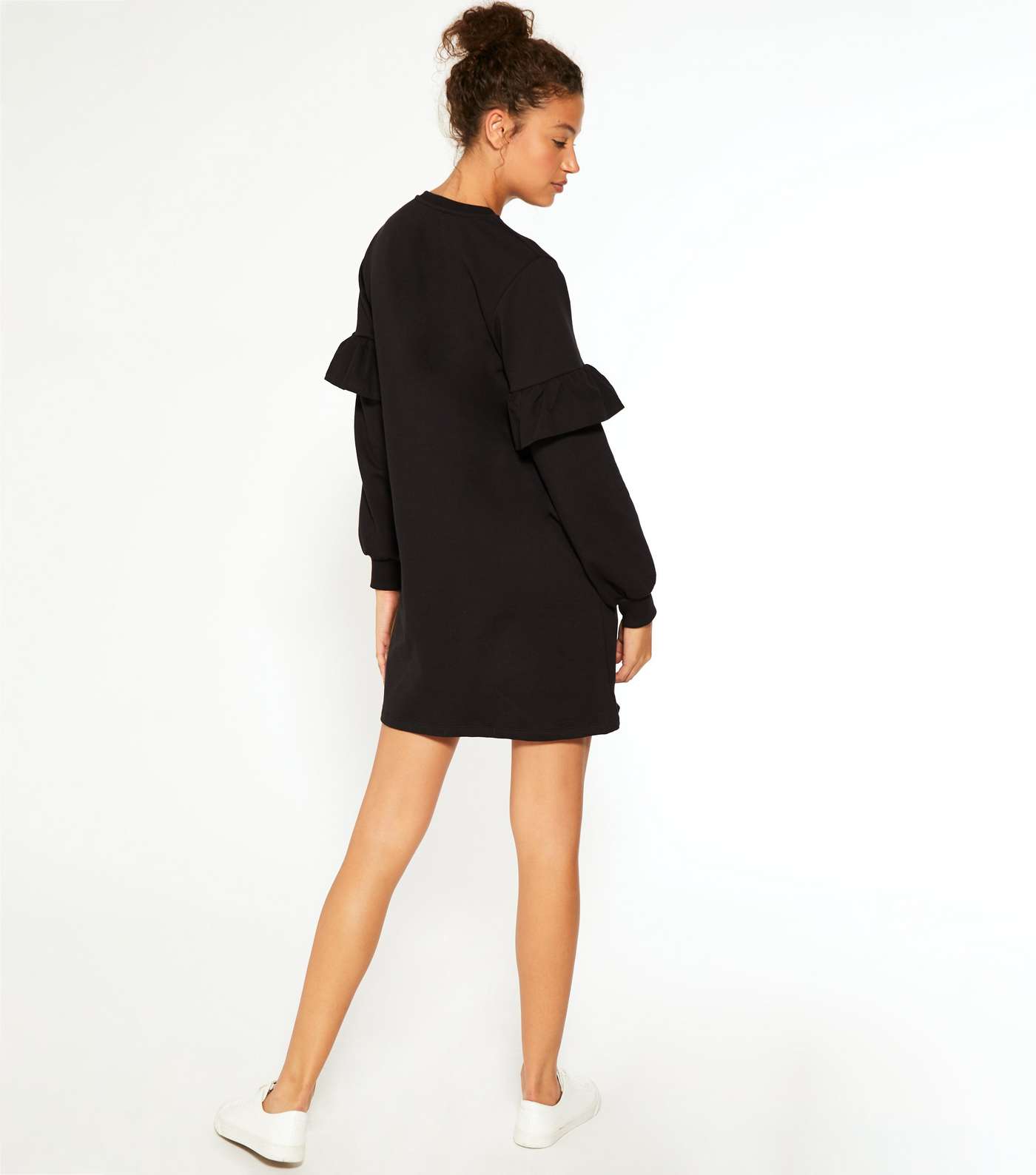 Tall Black Frill Trim Sweatshirt Dress Image 3