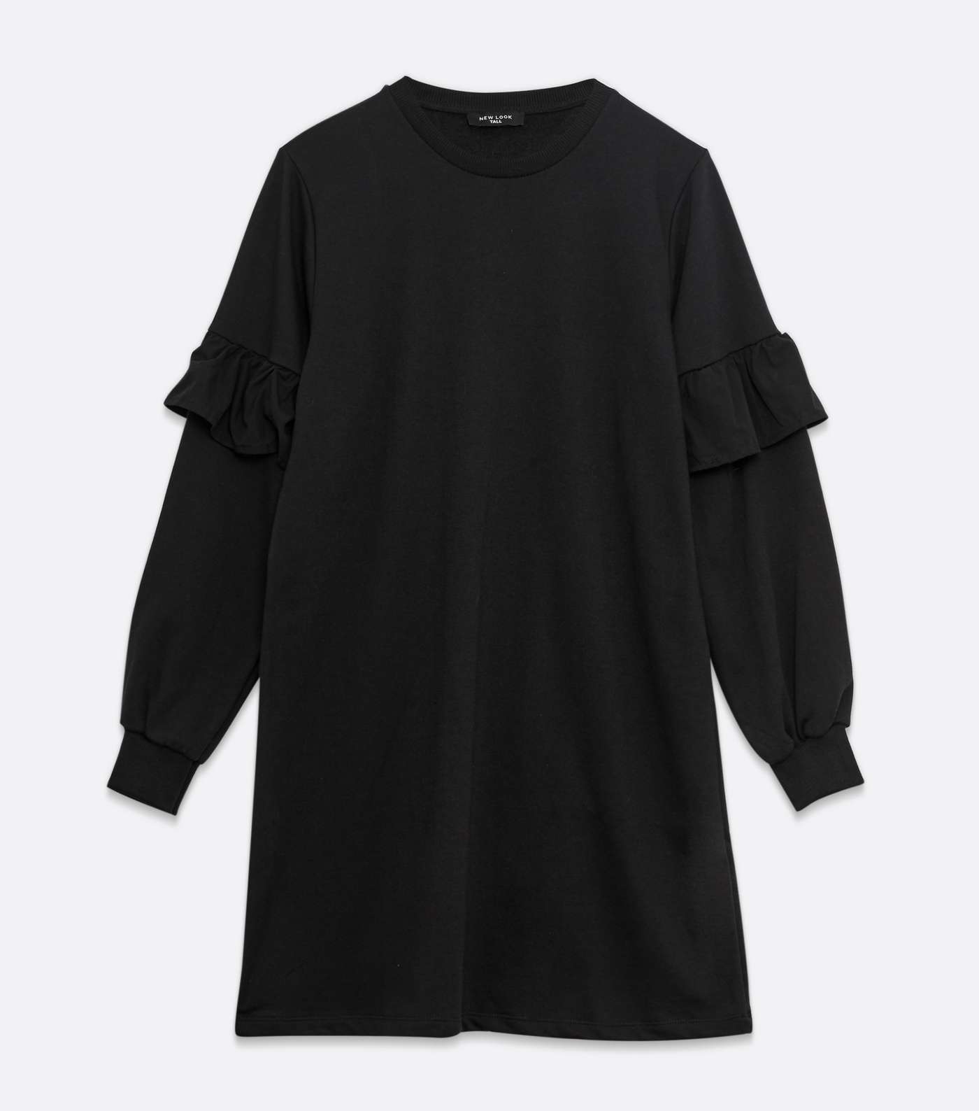 Tall Black Frill Trim Sweatshirt Dress Image 5
