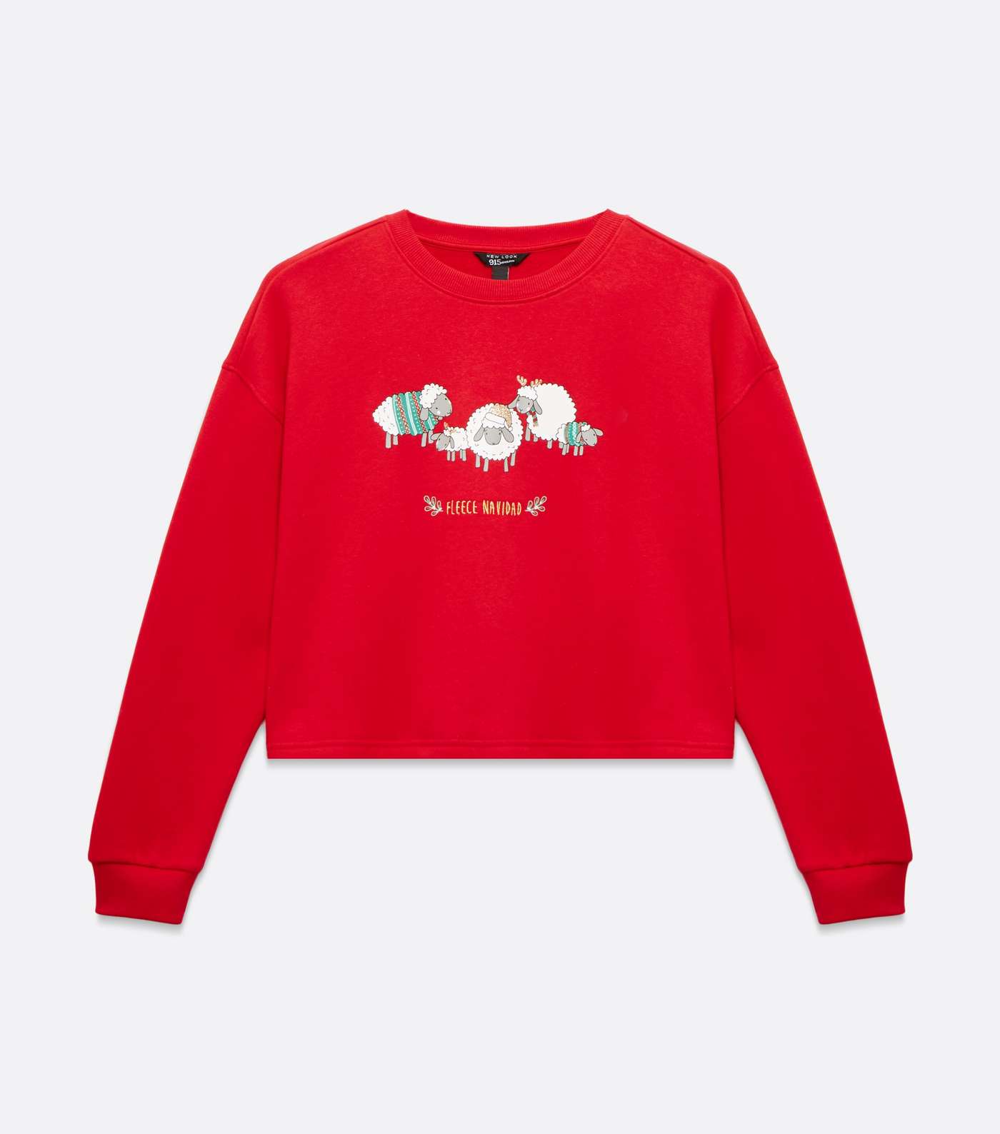 Girls Red Sheep Fleece Navidad Slogan Christmas Sweatshirt Image 5