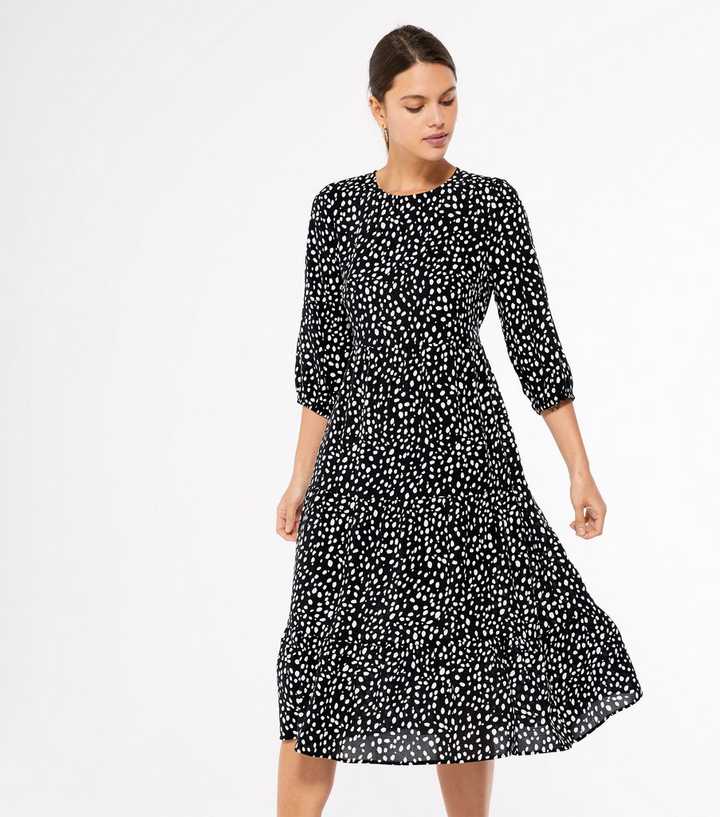 new look spot midi dress