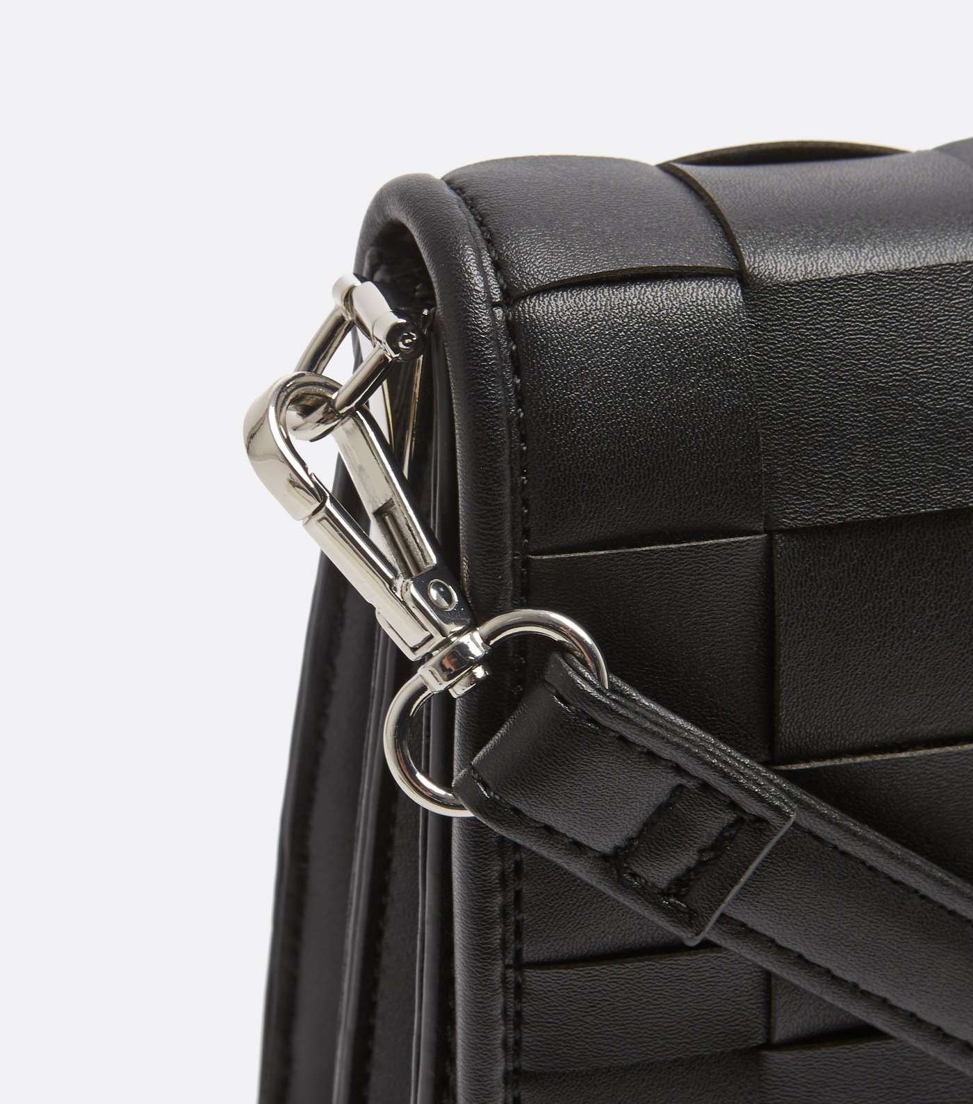 Black Leather-Look Woven Cross Body Bag  Image 3