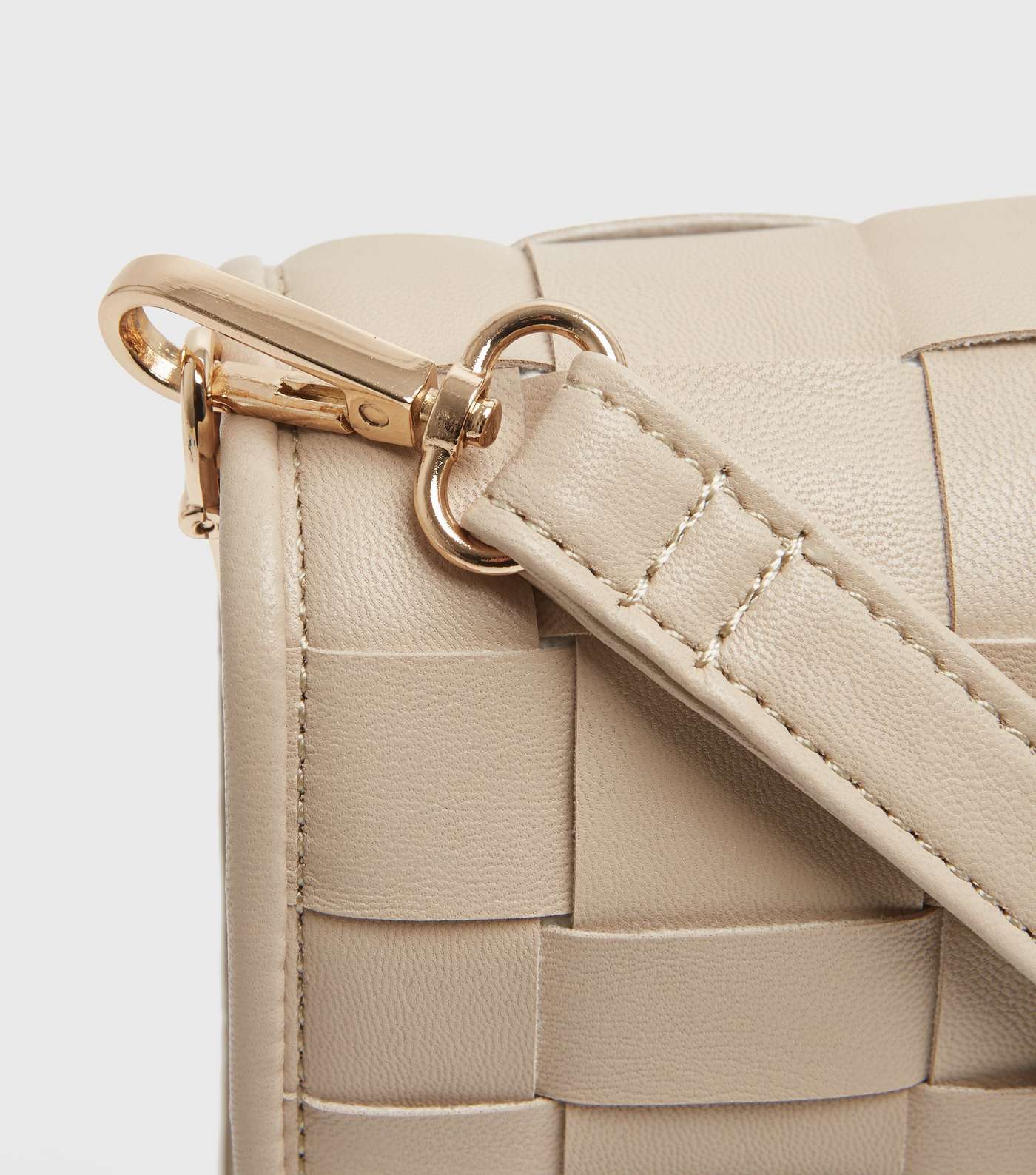 Off White Leather-Look Woven Cross Body Bag  Image 3