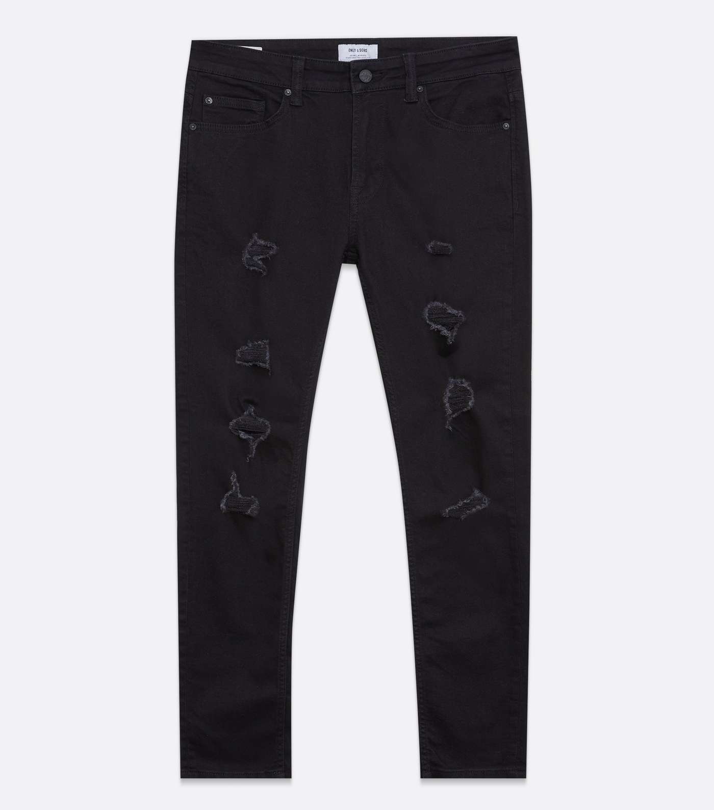 Only & Sons Black Ripped Slim Leg Jeans Image 5