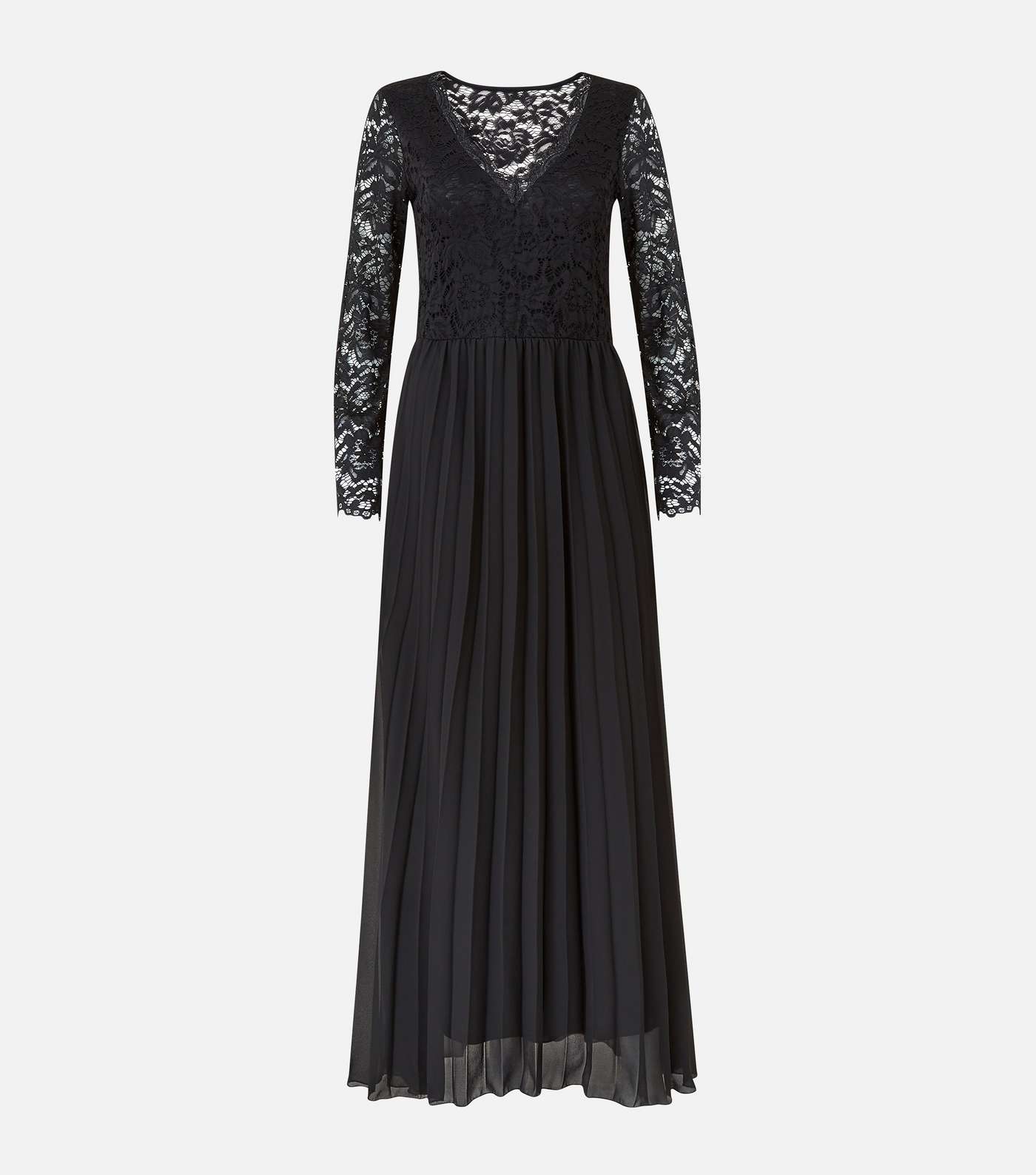 Mela Black Lace Pleated Maxi Dress Image 4