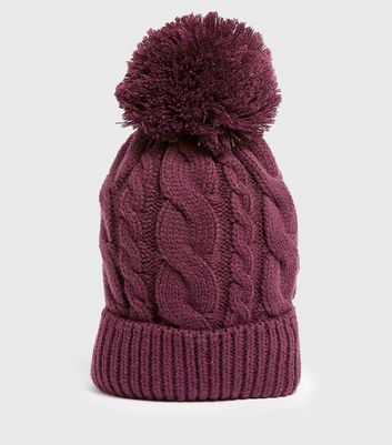 womens purple bobble hat