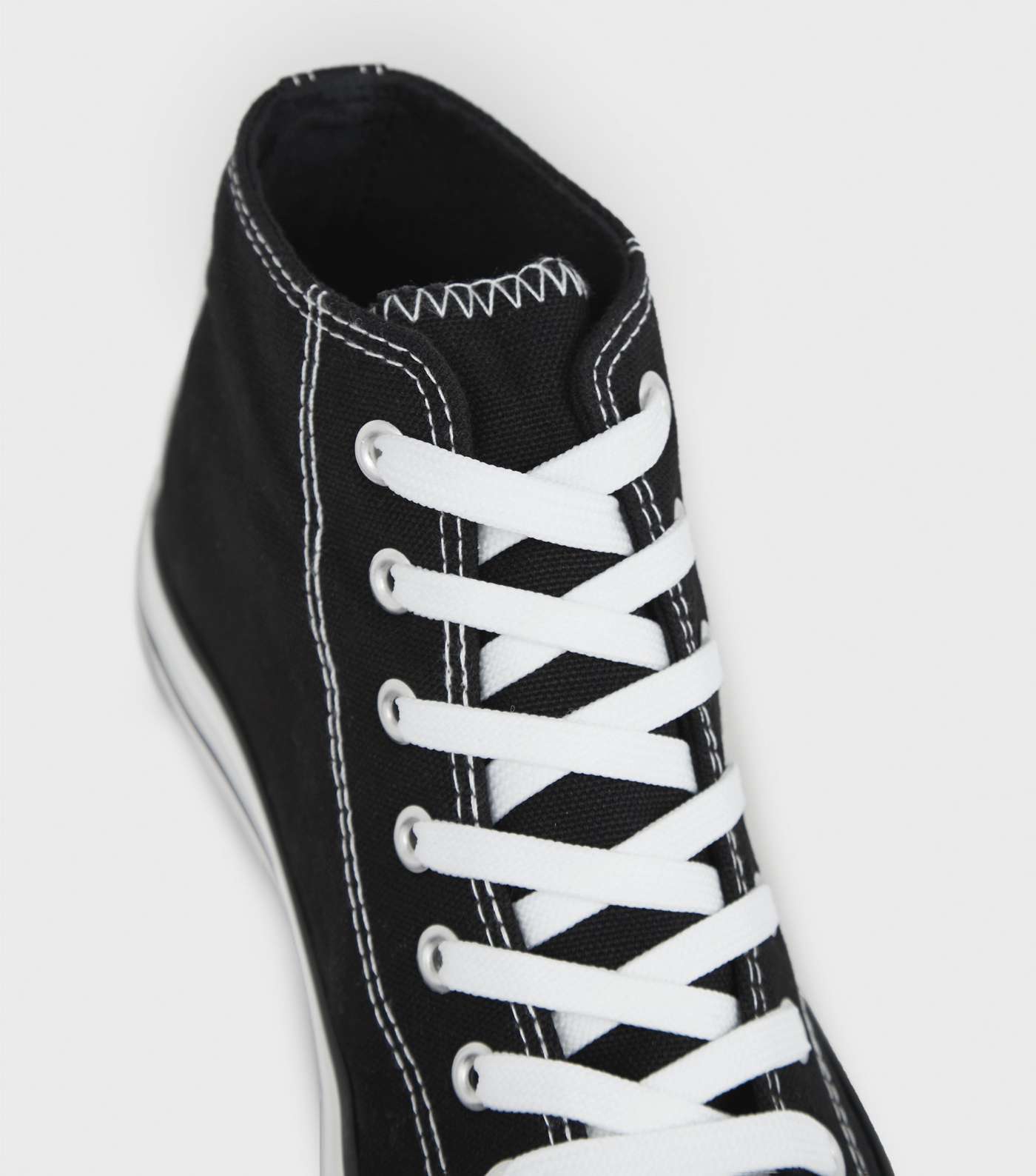 Black Canvas High Top Trainers Image 3