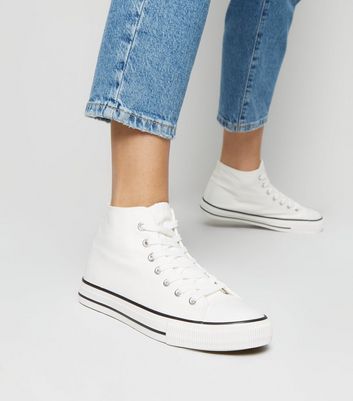 Click to view product details and reviews for White Canvas High Top Trainers New Look Vegan.
