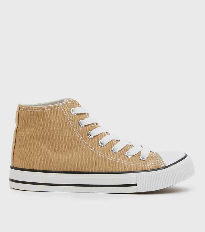 Camel Canvas High Top Trainers | New Look