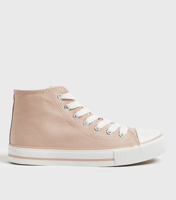 Pink Canvas High Top Trainers