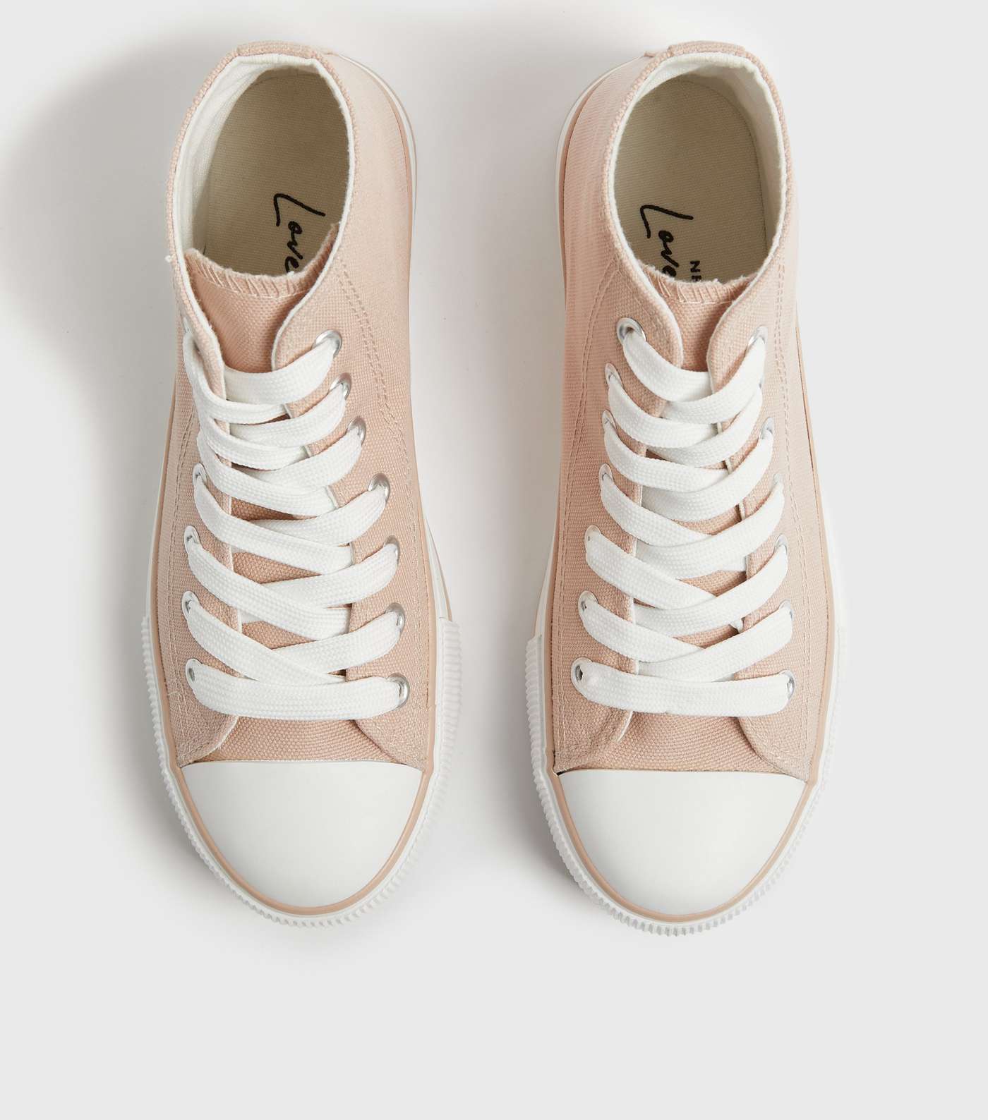 Pink Canvas High Top Trainers Image 3