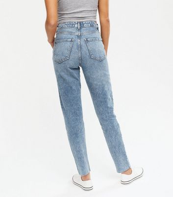 high waisted ripped knee mom jeans