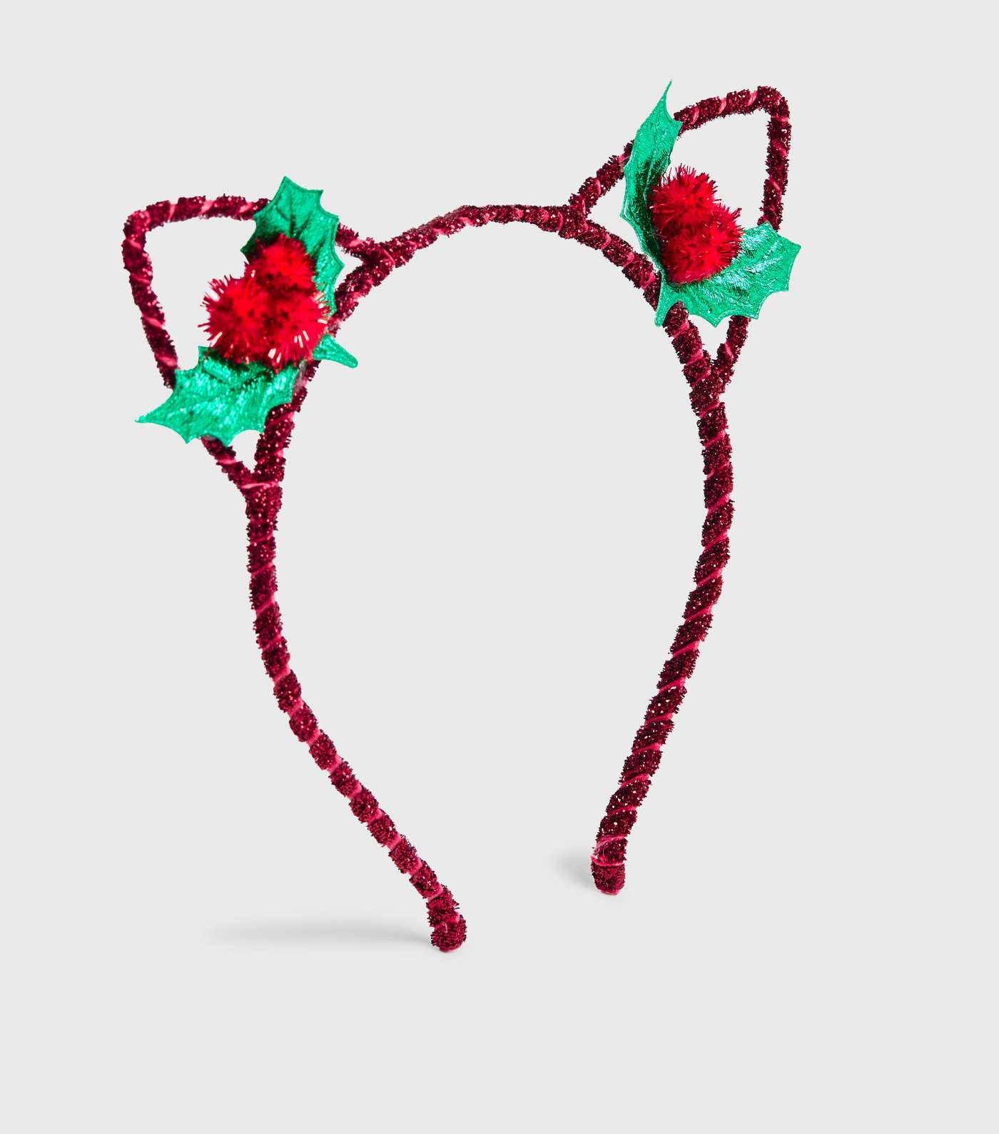 Red Christmas Tinsel Holly Cat Ears 