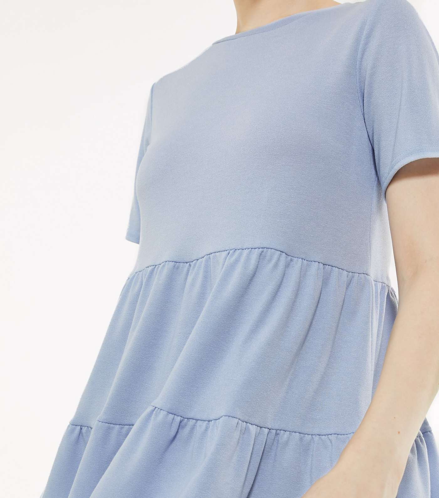 Pale Blue Tiered Peplum Jersey Top Image 4