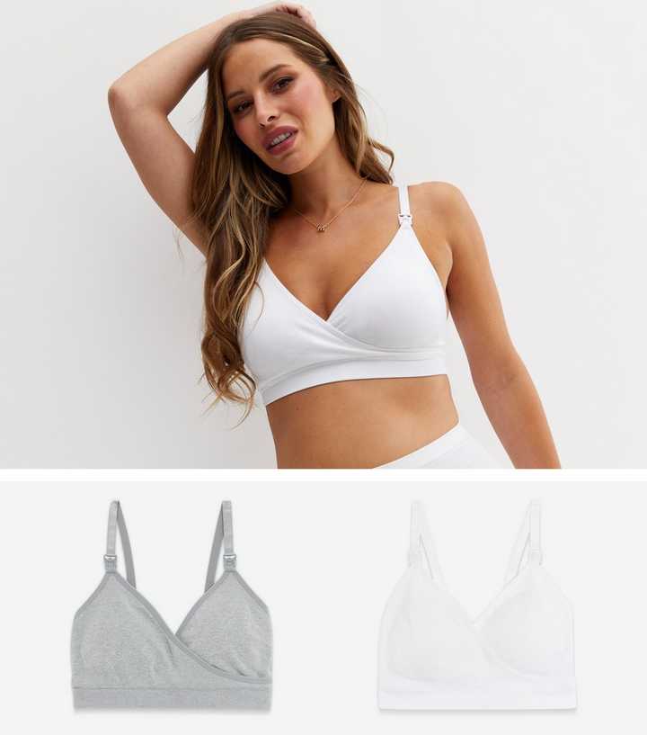 Maternity 2 Pack Light Grey and White Seamless Nursing Bras New Look, £19.99