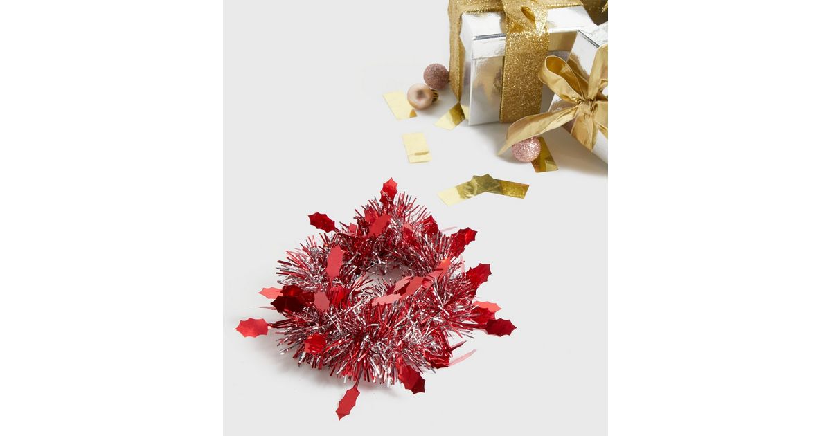 Red Christmas Tinsel Scrunchie New Look