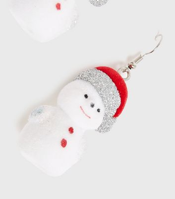 Silver on sale snowman earrings