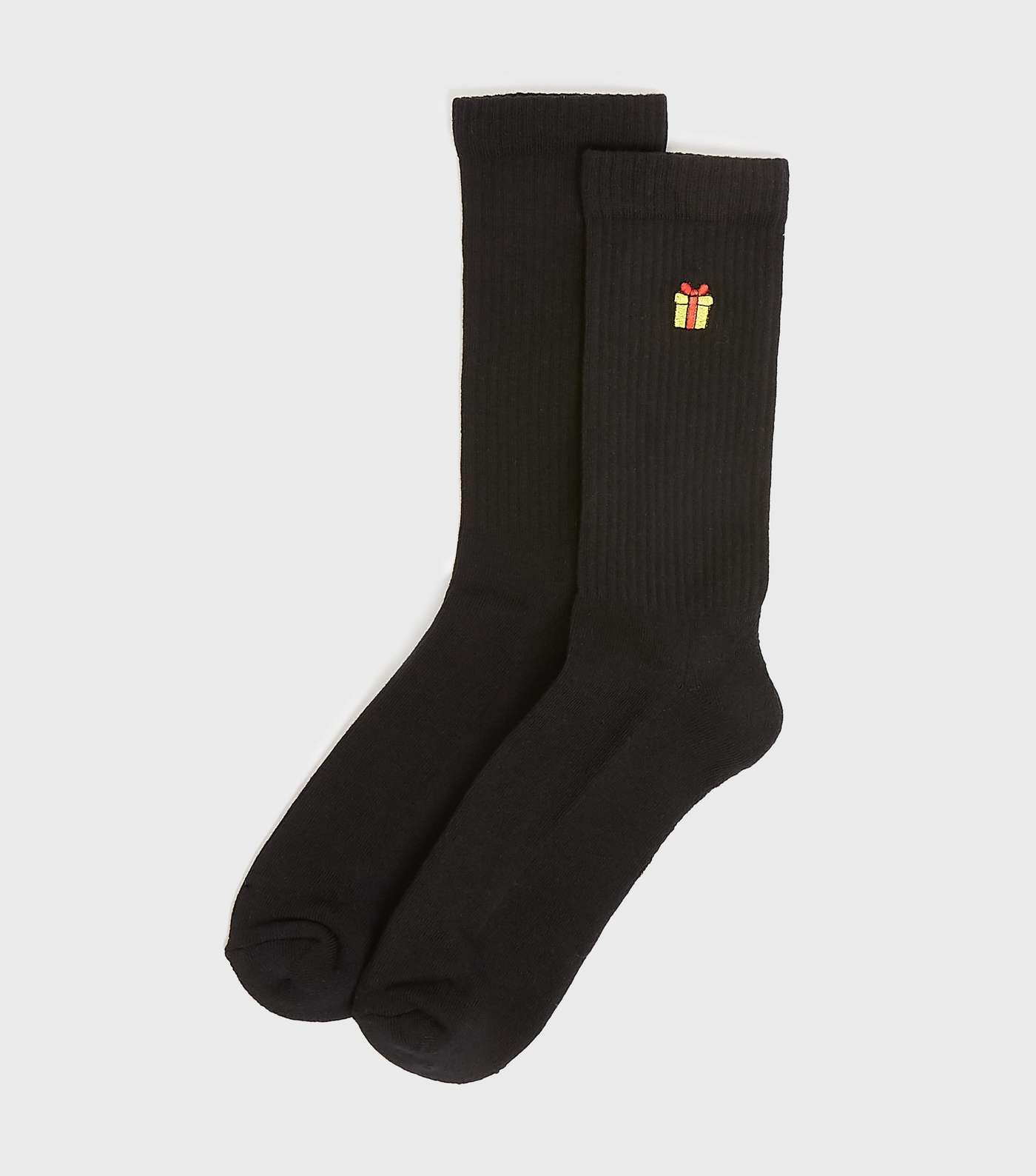 Black Christmas Present Embroidered Socks 