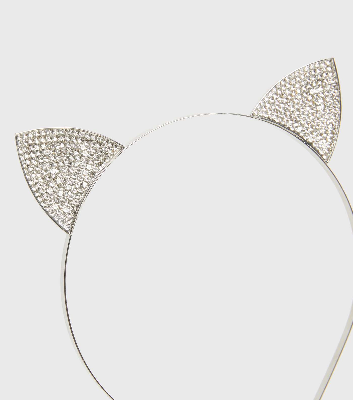 Silver Halloween Diamanté Cat Ear Headband Image 2