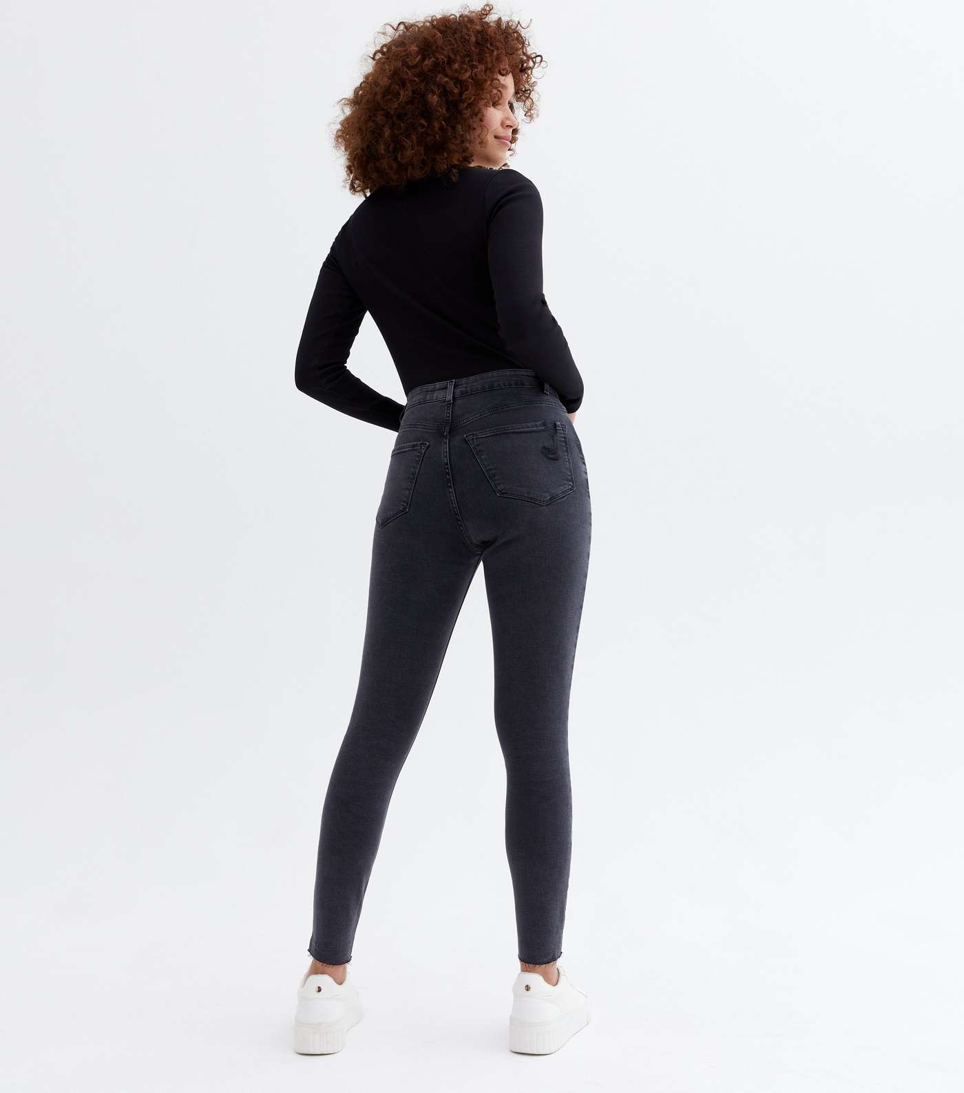 Black Washed High Waist Ashleigh Skinny Jeans Image 2