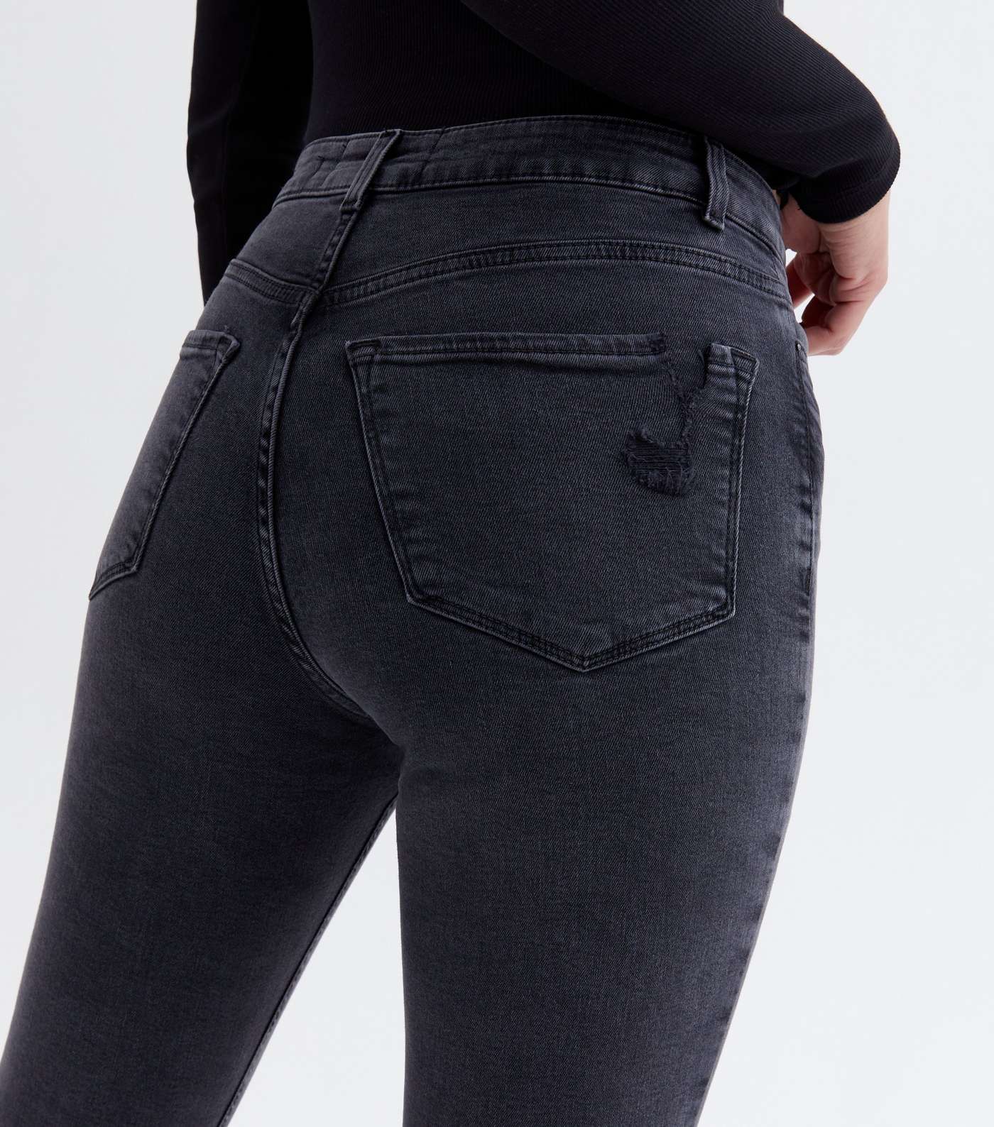 Black Washed High Waist Ashleigh Skinny Jeans Image 4