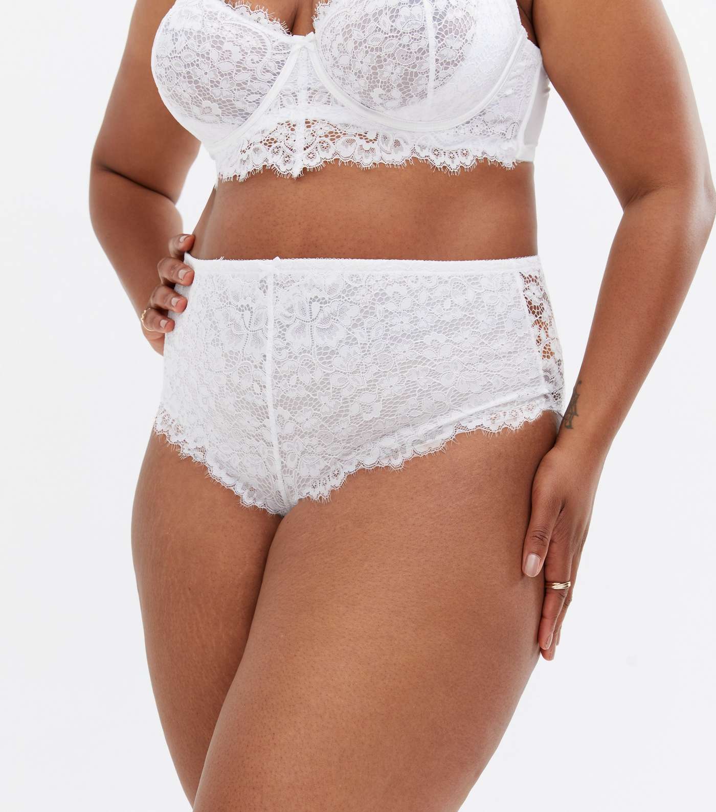 Curves Off White Lace High Waist Briefs Image 2