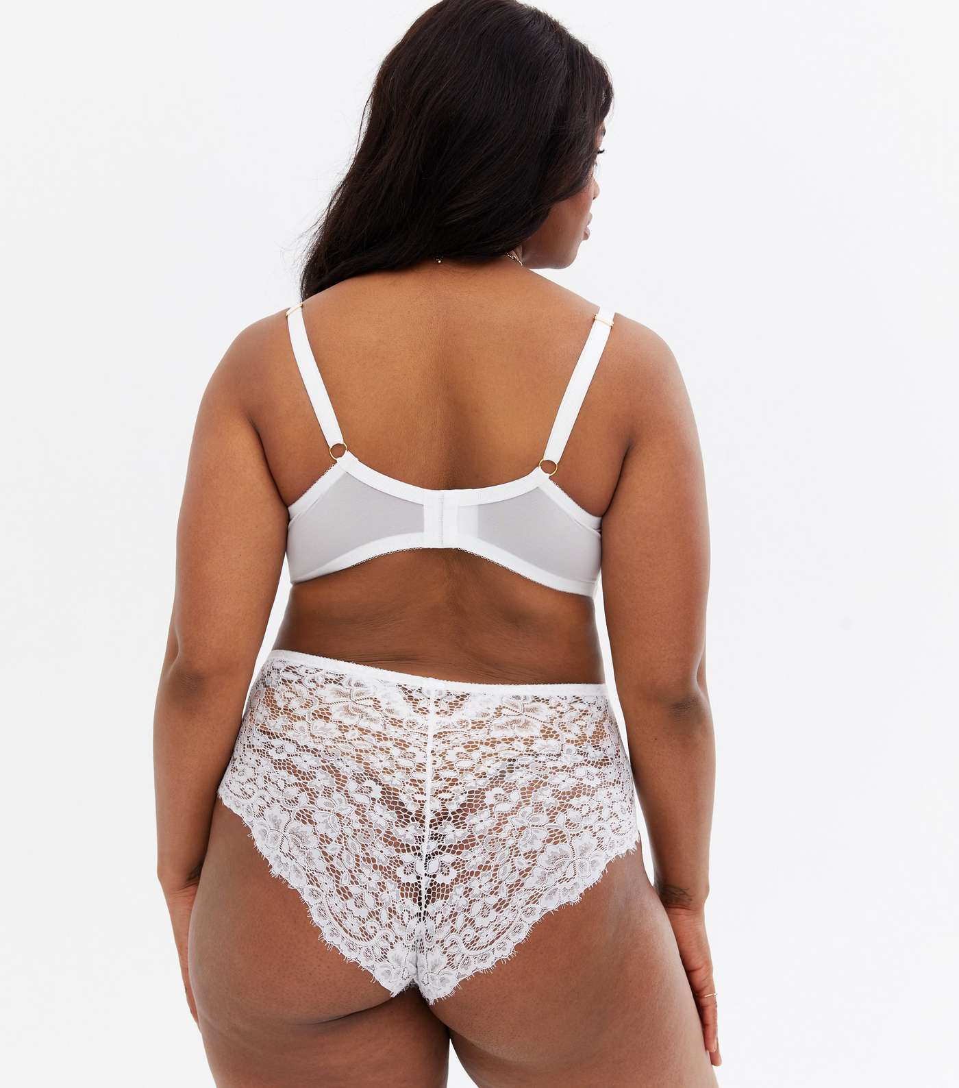 Curves Off White Lace High Waist Briefs Image 4