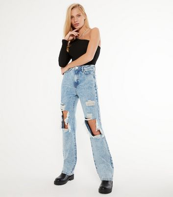 ripped straight leg jeans