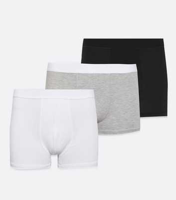 3 Pack White Grey and Black Jersey Boxers 