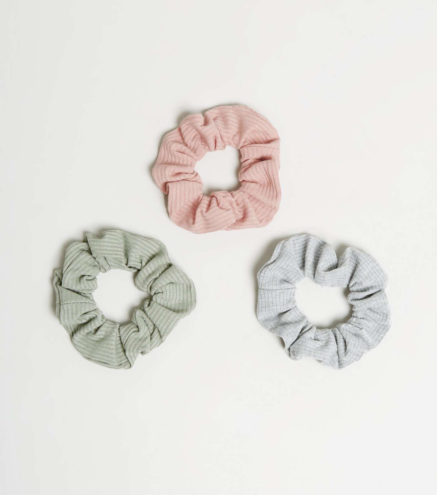 3 Pack Multicoloured Ribbed Scrunchies